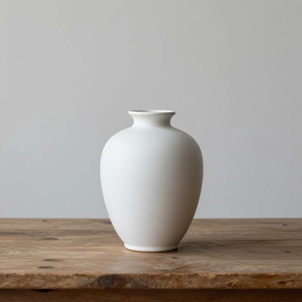 Minimale Stillleben mit Vase auf Holztisch