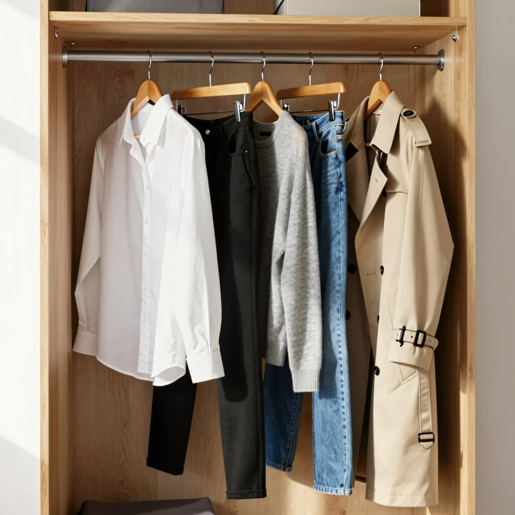 Minimalistischer Kleiderschrank mit ausgewählten Essentials