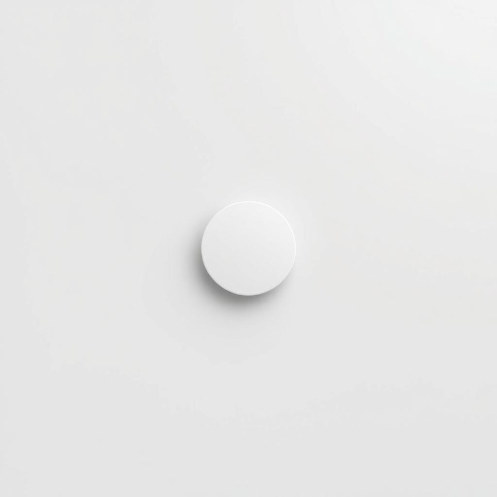 Minimalistisches Kunstwerk mit einem weißen Kreis auf grauem Hintergrund