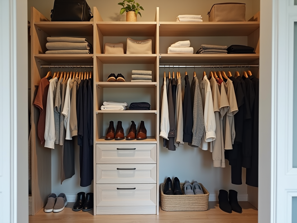 Ein Kleiderschrank mit nur den notwendigen Kleidungsstücken.